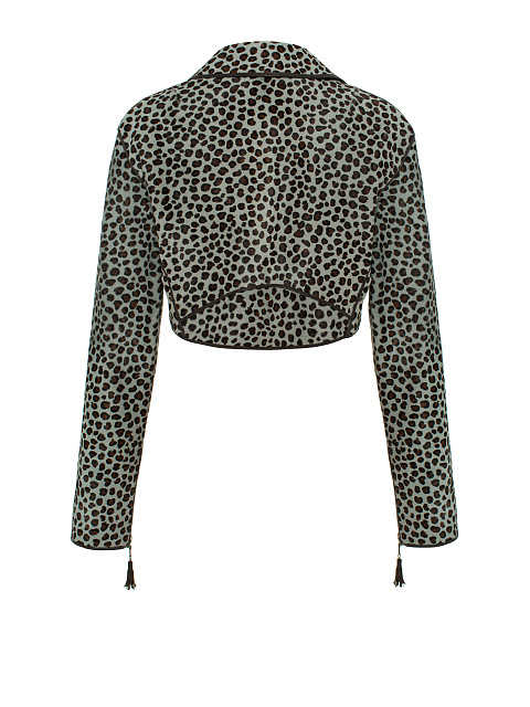 Укороченная кожаная косуха с мехом кенгуру, 2