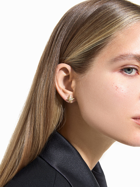 Короткие серьги с каффом из желтого золота с топазами, 3