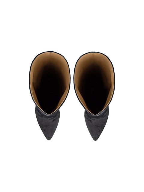 Серые сапоги из денима на высоком каблуке, 4