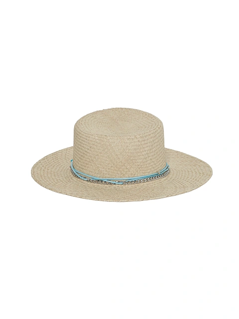 Cоломенная шляпа с цепью и шнурком из замши, 3 Cоломенная шляпа с цепью и шнурком из замши, 3