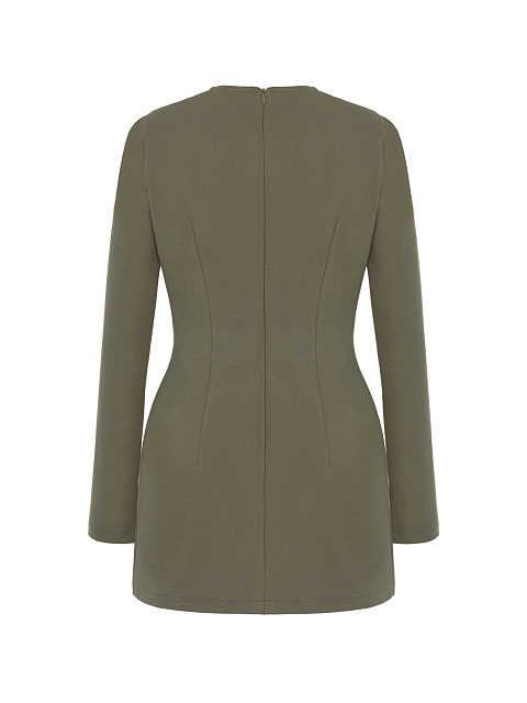 Платье-мини цвета хаки с разрезами, 2