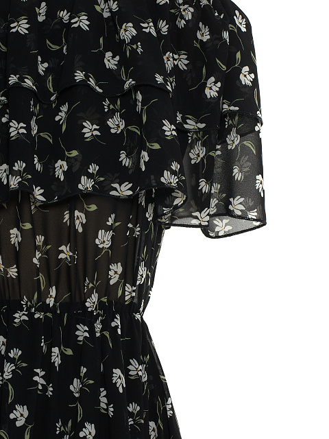 Черное шифоновое платье-миди с открытыми плечами, 3 Черное шифоновое платье-миди с открытыми плечами, 3