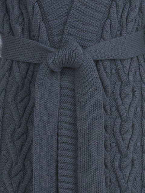 Темно-синий макси кардиган с поясом, 4