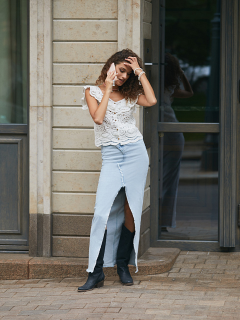 Белый кружевной топ на пуговицах, 4