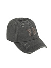 Кепка из денима серого цвета, дырки на козырке, вышивка из замши "YD"