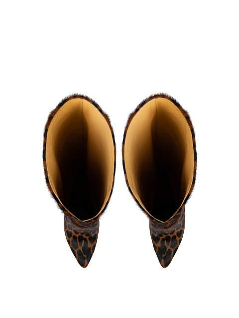 Коричневые кожаные сапоги с мехом кенгуру, 4