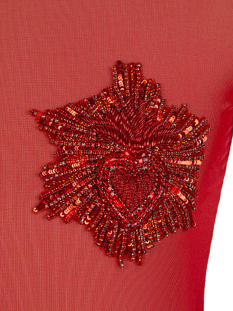 Красное боди из сетки с вышивкой, 3 Красное боди из сетки с вышивкой, 3