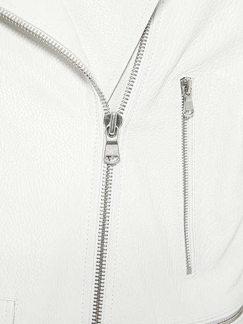 Укороченная кожаная косуха белого цвета, 3 Укороченная кожаная косуха белого цвета, 3