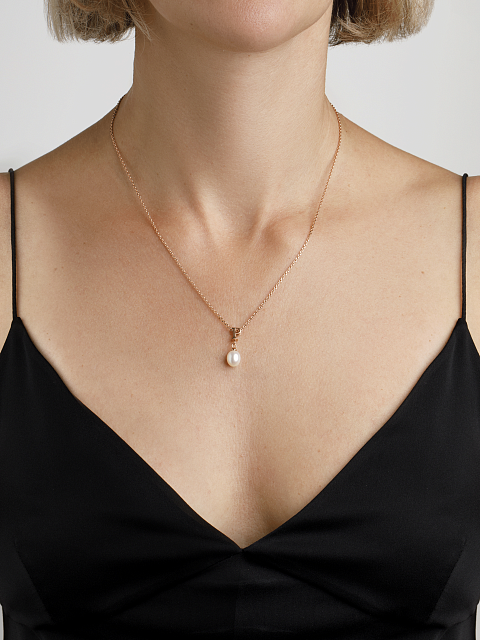 Колье из позолоченного серебра с кулоном с буквой P и жемчужиной, 2