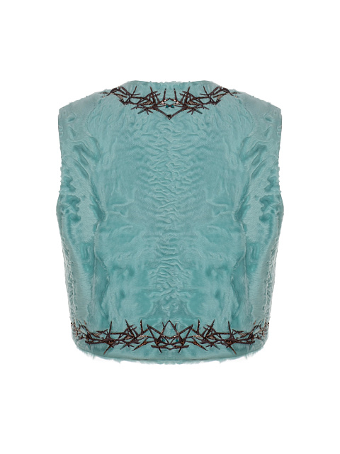 Бирюзовый жилет из меха свакара, 2