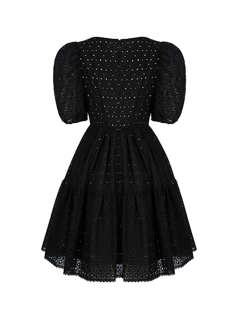 Черное хлопковое платье-мини, 2