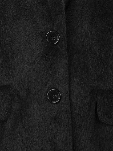 Черный однобортный жакет из эко-меха, 3 Черный однобортный жакет из эко-меха, 3