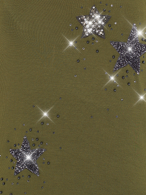 Зеленая майка со стразами и пайетками, 3