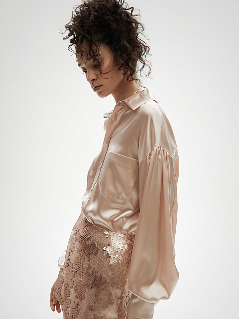 Розовая блузка из шелка, 4