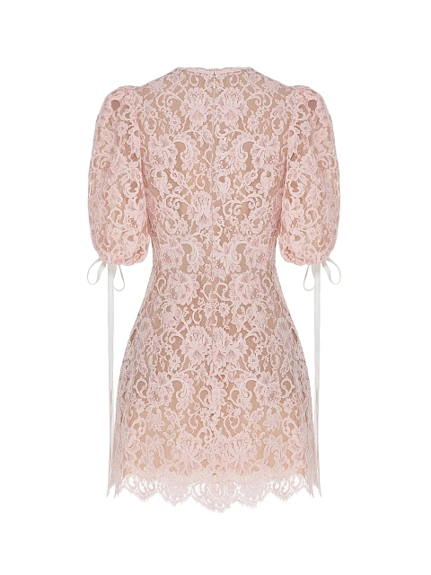 Светло-розовое платье-мини из кружева, 2 Светло-розовое платье-мини из кружева, 2