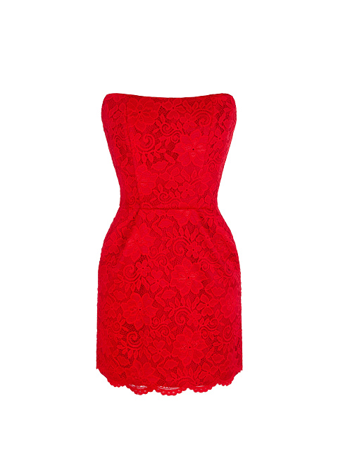 Красное платье-мини из кружева, 1