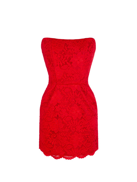 Красное платье-мини из кружева, 1