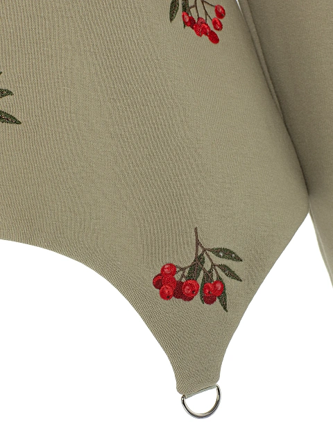 Толстовка цвета хаки с баской и вышивкой в виде рябины, 4 Толстовка цвета хаки с баской и вышивкой в виде рябины, 4