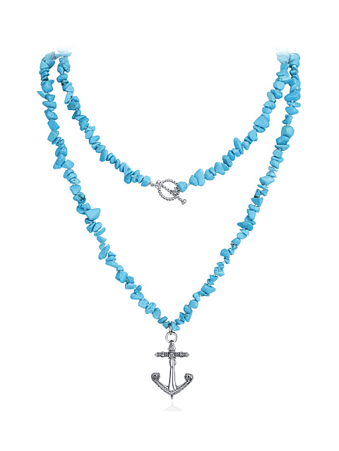 Колье из бирюзы и серебра с кулоном в виде якоря, 1