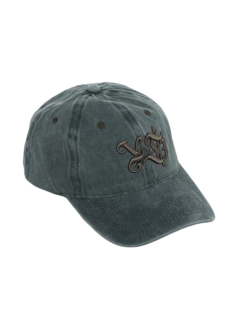 Темно-зеленая кепка из винтажного денима с серой вышивкой, 1