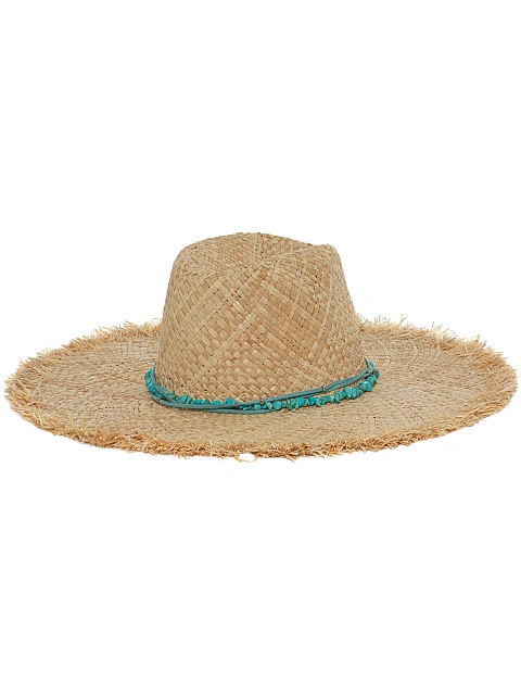 Соломенная шляпа с замшевым шнурком и отделкой из бирюзы, 3