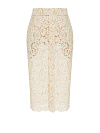 Юбка ниже колена из бежевого кружева, шлица спереди Юбка ниже колена из бежевого кружева, шлица спереди