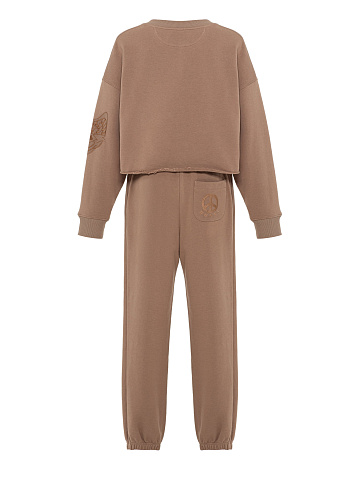 Бежевый хопковый костюм с вышивкой Peace, 2