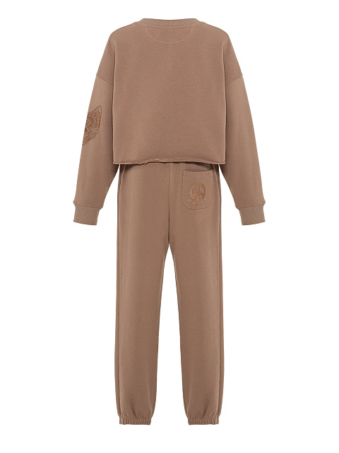 Бежевый хопковый костюм с вышивкой Peace, 2 Бежевый хопковый костюм с вышивкой Peace, 2