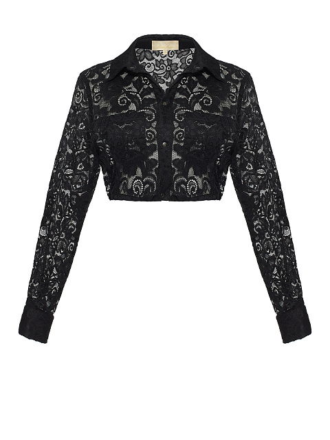 Черная укороченная блузка из кружева, 1