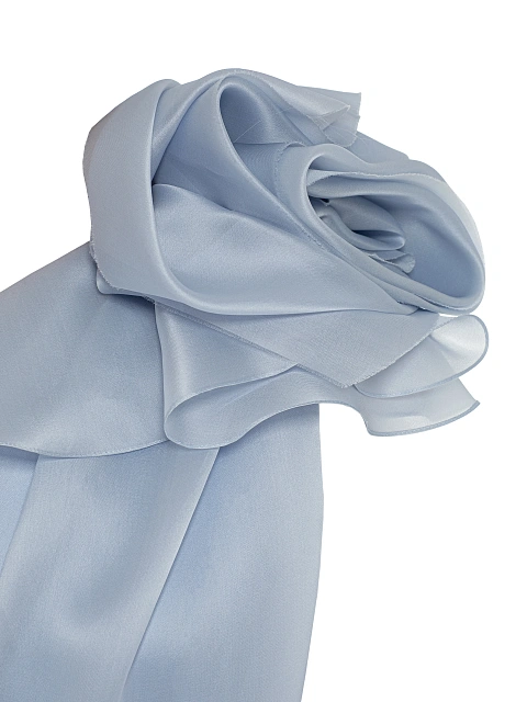 Асимметричное голубое платье-макси из органзы, 4