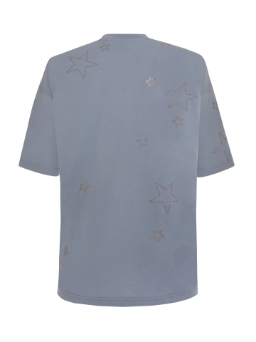 Серая хлопковая футболка со звездами из страз, 2