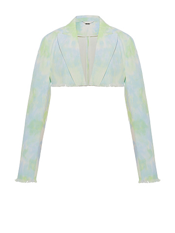 Зеленый tie-dye жакет-болеро из денима, 1