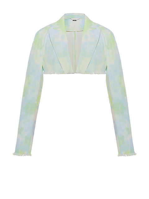 Зеленый tie-dye жакет-болеро из денима, 1