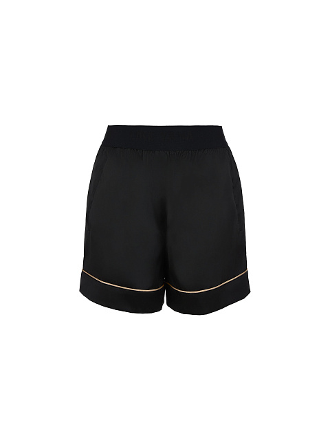 Черная шелковая пижама с бежевым кантом, 4