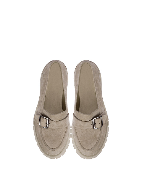 Бежевые лоферы из замши на протекторе, 4