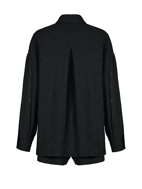 Черный костюм из муслина с вышивкой, 2