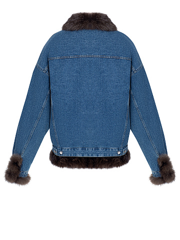 Синяя джинсовая куртка с подкладом из меха соболя, 2