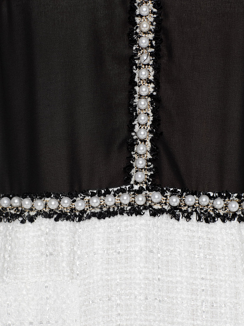 Черно-белое платье-мини из шифона и твида, 3 Черно-белое платье-мини из шифона и твида, 3