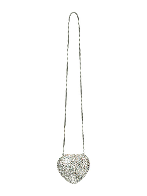 Клатч "Сердце" в крупных серебристых стразах, 2