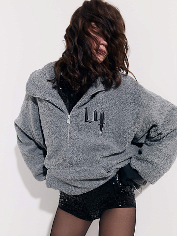 Серое объемное худи из ткани букле, 2