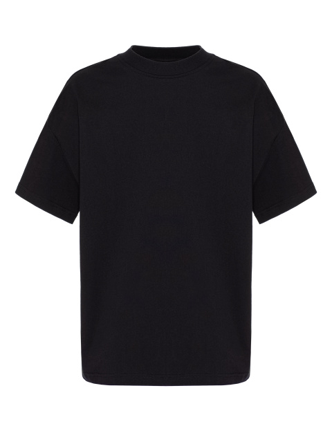 Мужская черная футболка из хлопка с принтом на спине, 1
