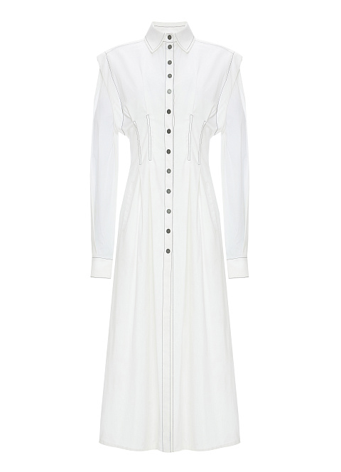 Белое хлопковое платье-рубашка, 1