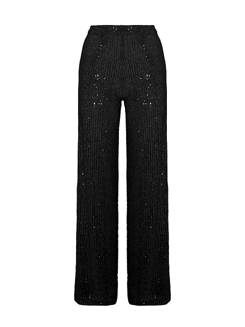 Черный костюм из рубашки и брюк в пайетках, 3