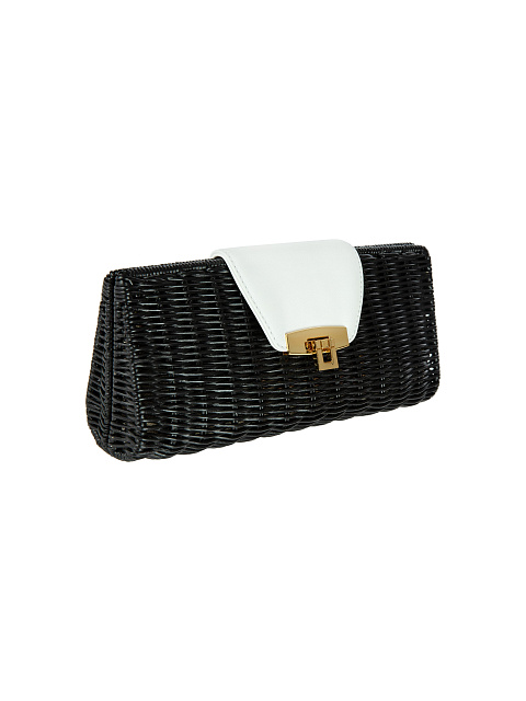 Плетеный клатч черного цвета с кожаной отделкой, 2