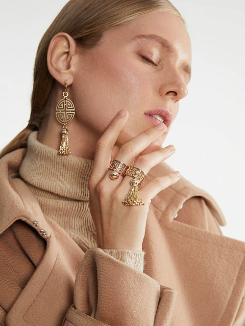 Кольцо из розового золота с подвеской в виде шара, 2