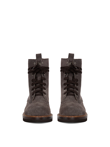 Серо-коричневые ботинки из замши, 2