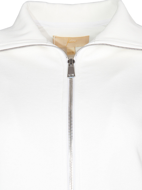 Белый костюм с укороченной толстовкой и неоново-желтой вышивкой в виде лилий, 4 Белый костюм с укороченной толстовкой и неоново-желтой вышивкой в виде лилий, 4