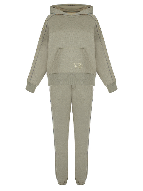 Трикотажный костюм цвета хаки с вышивкой в виде крестов, 1 Трикотажный костюм цвета хаки с вышивкой в виде крестов, 1