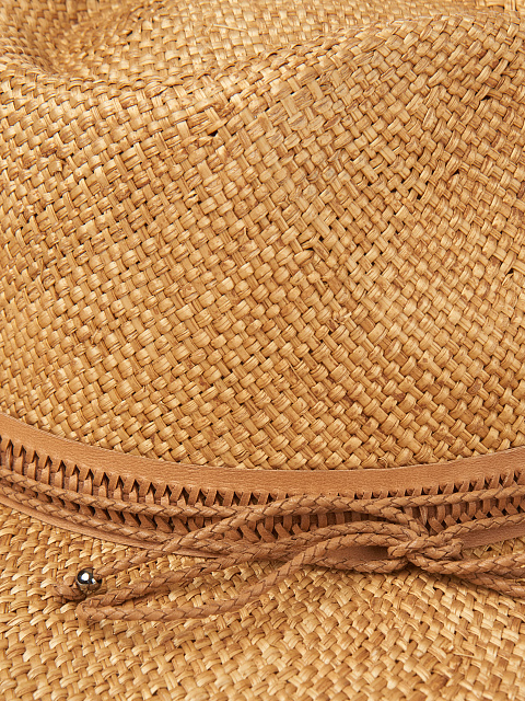 Соломенная шляпа с коричневой кожаной отделкой, 4