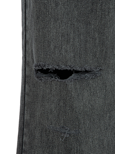 Расклешенные темно-серые джинсы с бахромой, 4